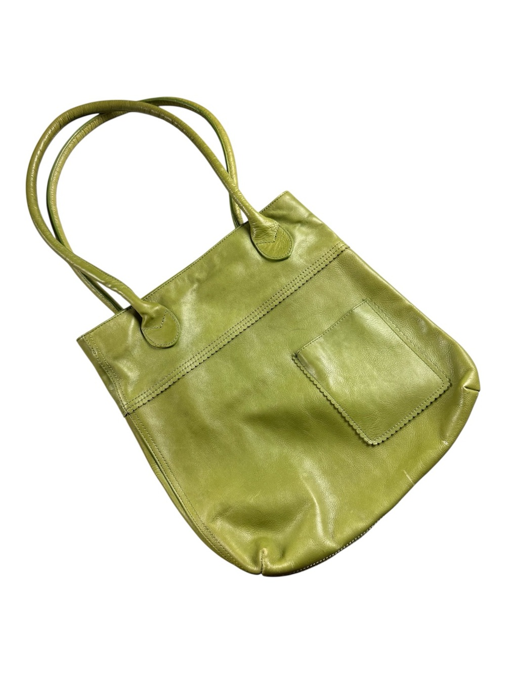 J. Jill Genuine Leather Tote Bag Olive Green Shoulder Bag Minimalist Hobo